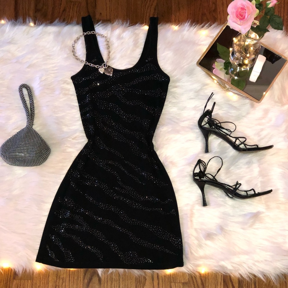Express Black Embellished Tank Dress
